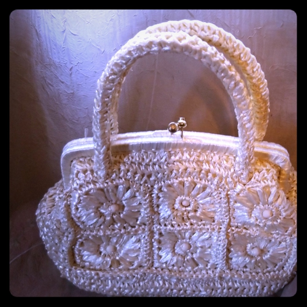 Vintage Japan 1950s Straw Hand bag purse